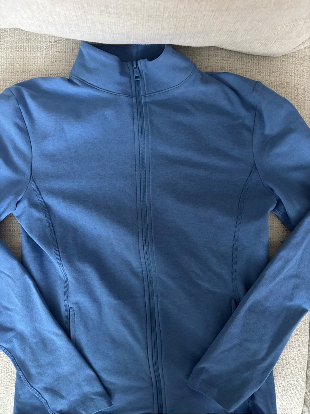 Beyond Yoga Blue Full-Zip Varsity Jacket